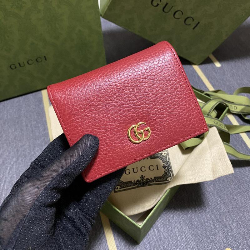 Gucci wallets 456126 Gold buckle red
